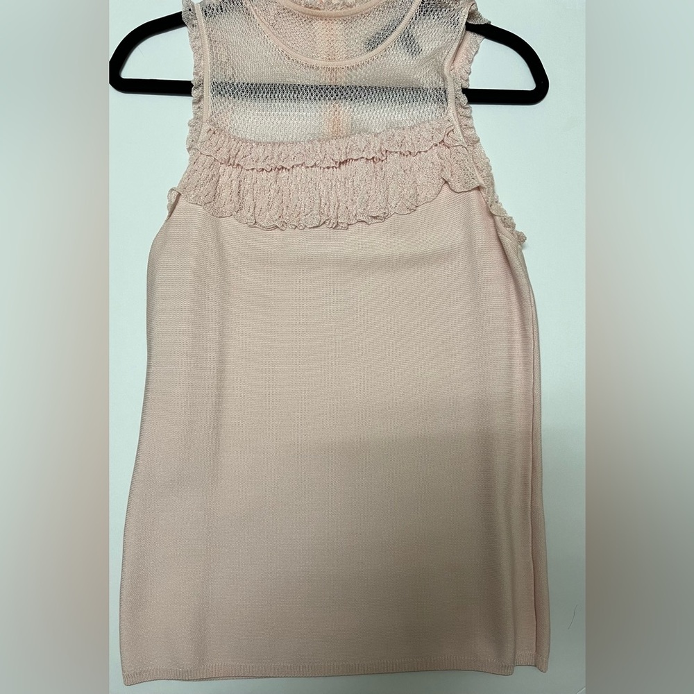 White House Black Market sleeveless high neck ruffle pullover sweater size M - Picture 2 of 8